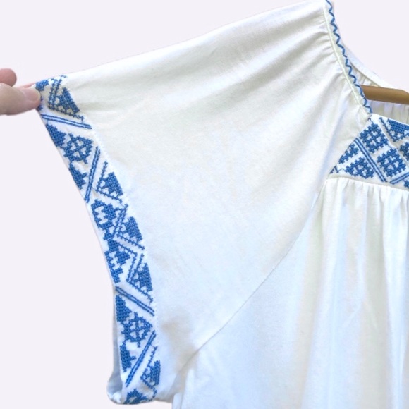 Chaps White Embroidered Short Sleeve Top Size XLP - Picture 3 of 14